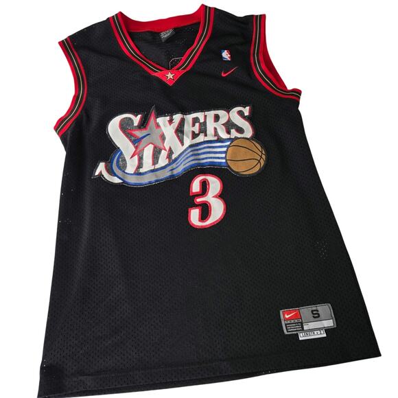 Nike NBA Rare "Jester" Jersey Throwback Allen Iverson 3 Sixers S length +2 black - Picture 1 of 11